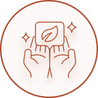 Eco-friendly icon with hands and leaf
