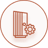 Door with gear symbol icon