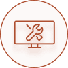 Monitor with wrench symbol
