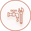 Water tap with wrench illustration.