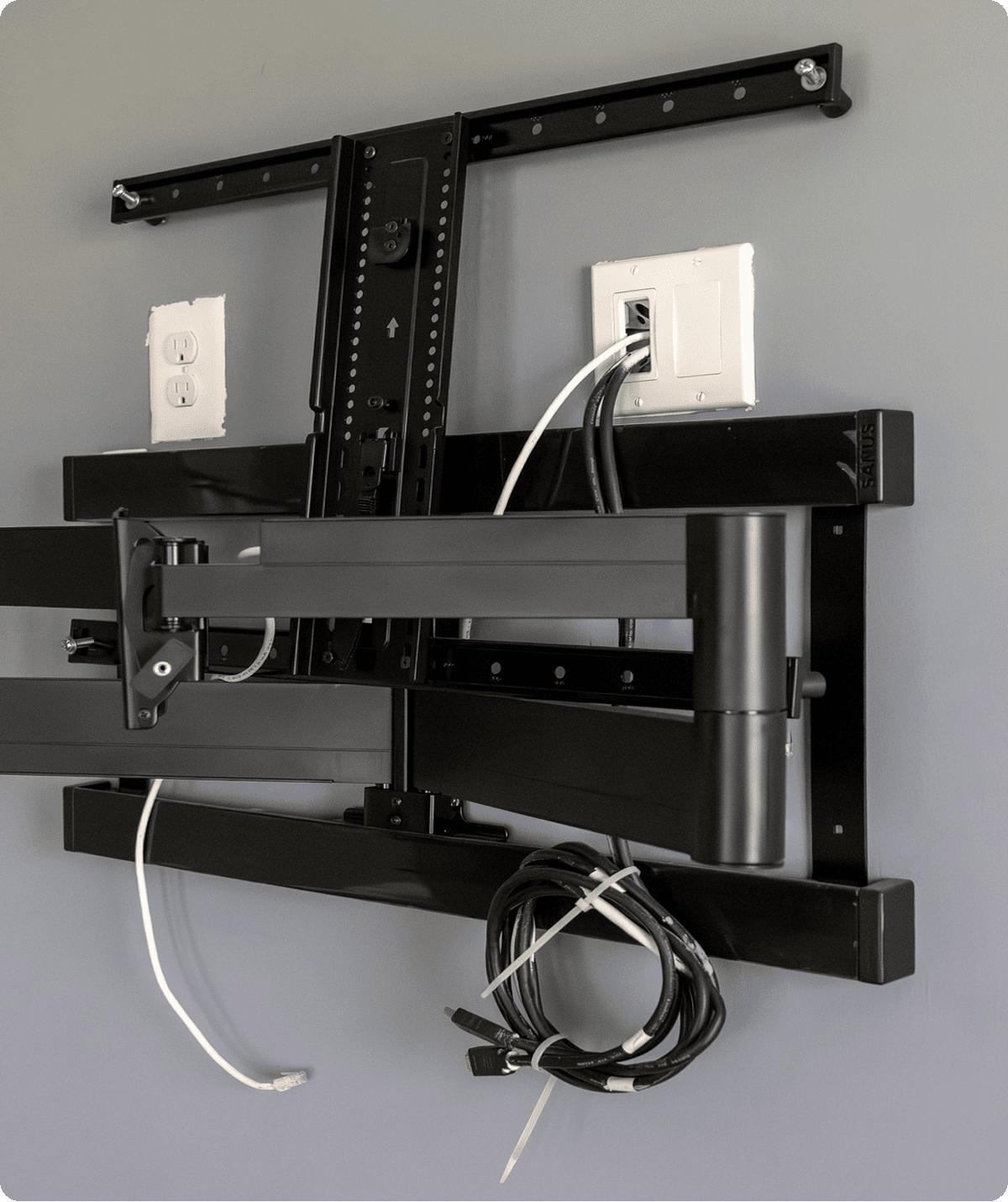 Adjustable TV mount with wiring