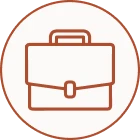 Minimalist briefcase symbol on white background