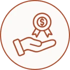 Financial reward symbol on hand