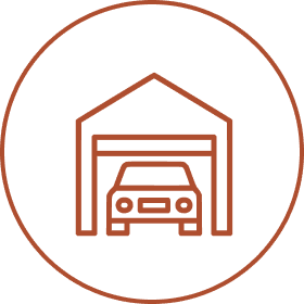 Car inside a garage icon