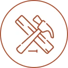 Hammer and wood icon